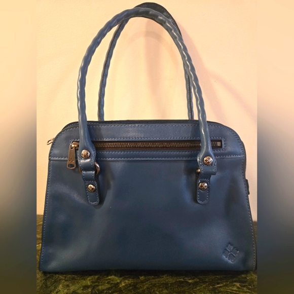 Patricia Nash Calvi Safflower Blue Leather Handbag With Crossbody Strap - Picture 2 of 5